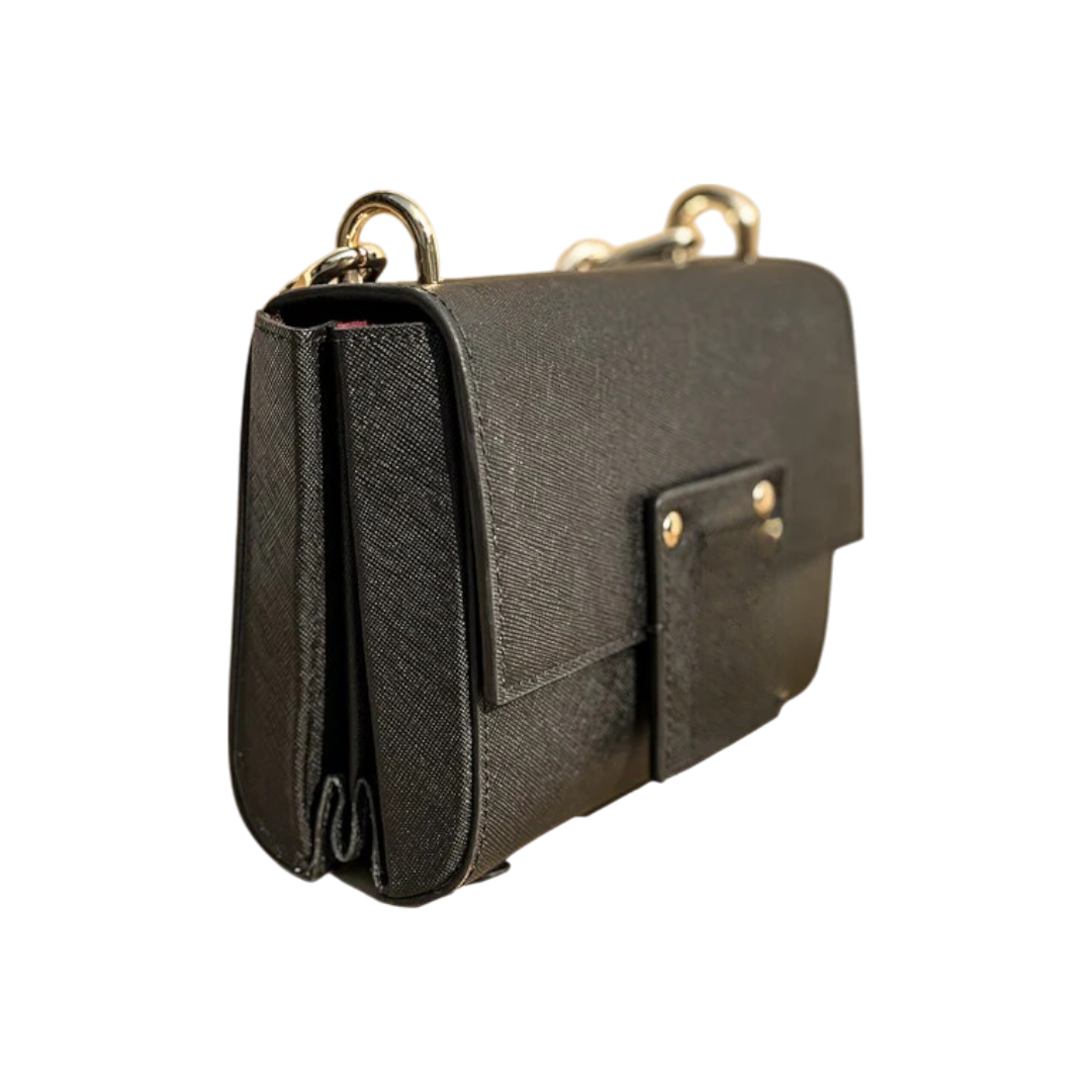Zuddu Classic Black Textured Crossbody Bag