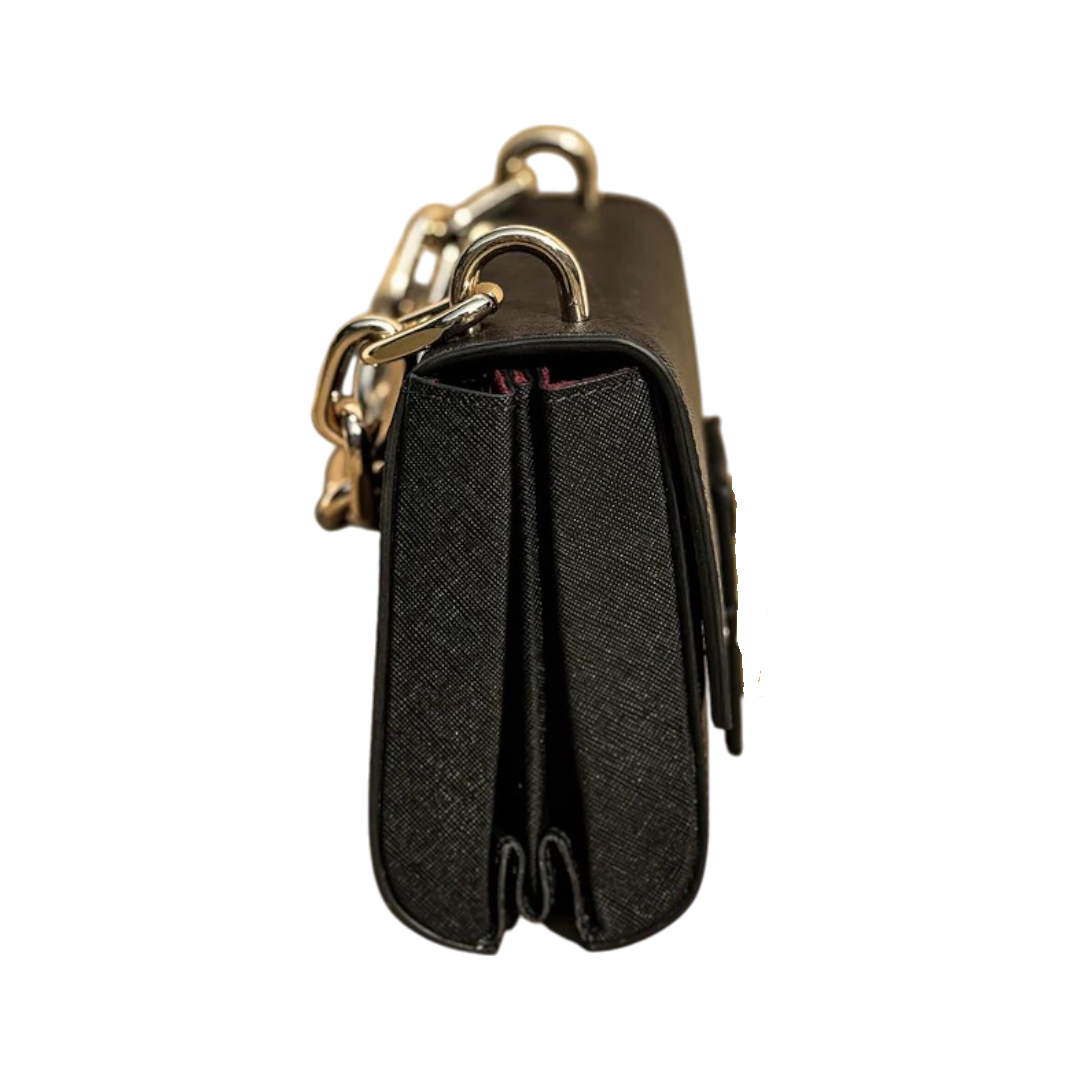 Zuddu Classic Black Textured Crossbody Bag