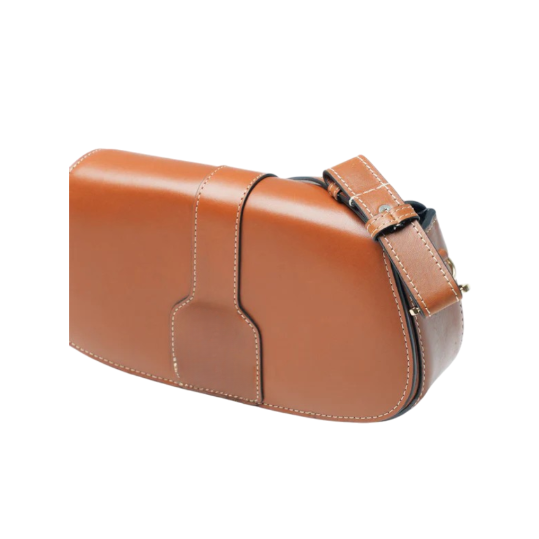 Zuddu Classic Brown Leather Baguette Bag