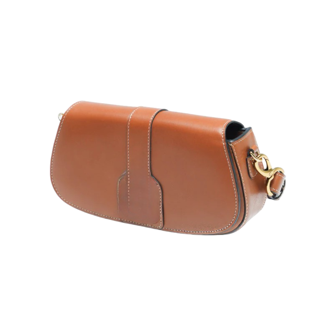 Zuddu Classic Brown Leather Baguette Bag